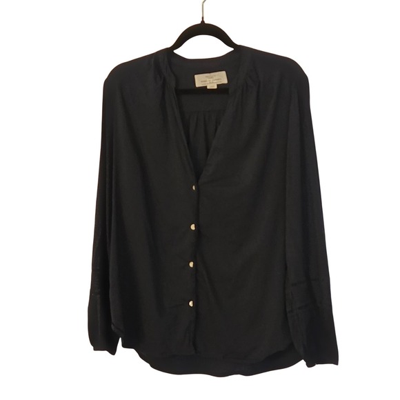 Birds of Paradis California Button Front Blouse Blue Boho Chic Top Size L - Picture 2 of 13